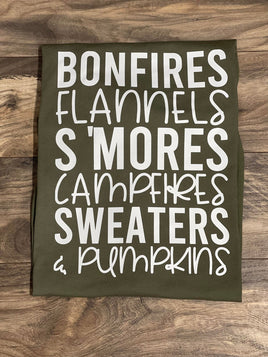 Bonfires, Flannels, S'mores T-Shirt